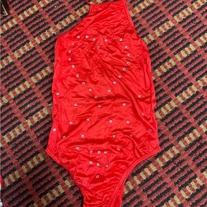 Elegant Red Women's Bodysuit (diamond heart) ❤️